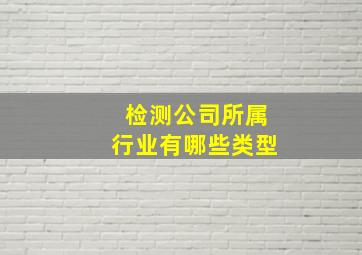 检测公司所属行业有哪些类型