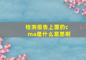 检测报告上面的cma是什么意思啊