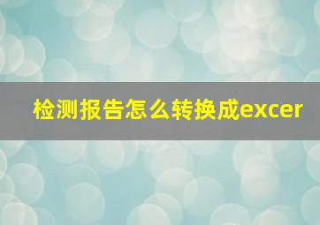 检测报告怎么转换成excer