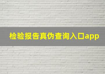 检验报告真伪查询入口app