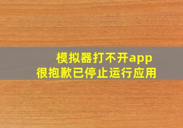 模拟器打不开app很抱歉已停止运行应用