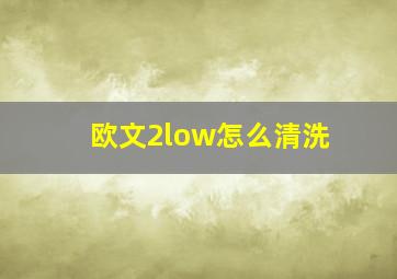 欧文2low怎么清洗