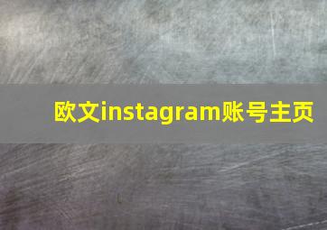 欧文instagram账号主页