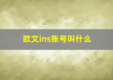 欧文ins账号叫什么