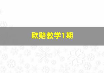 欧赔教学1期