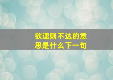 欲速则不达的意思是什么下一句