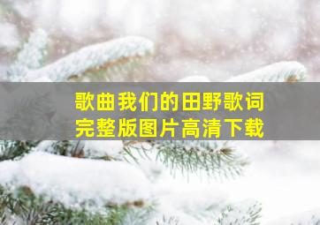 歌曲我们的田野歌词完整版图片高清下载