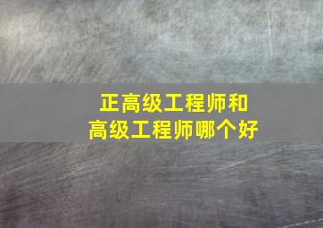 正高级工程师和高级工程师哪个好