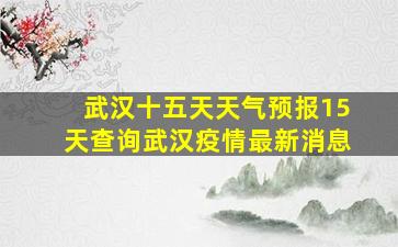 武汉十五天天气预报15天查询武汉疫情最新消息