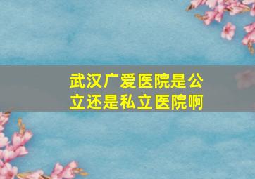 武汉广爱医院是公立还是私立医院啊