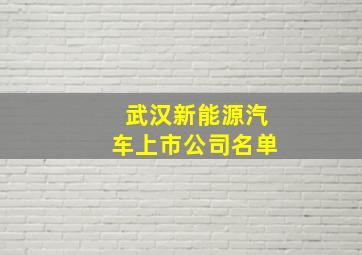 武汉新能源汽车上市公司名单