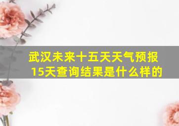 武汉未来十五天天气预报15天查询结果是什么样的