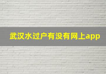 武汉水过户有没有网上app