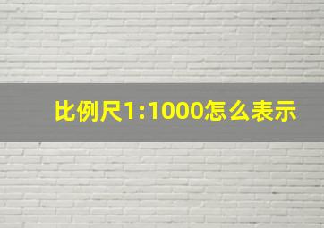 比例尺1:1000怎么表示