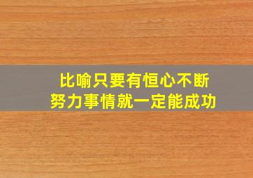 比喻只要有恒心不断努力事情就一定能成功