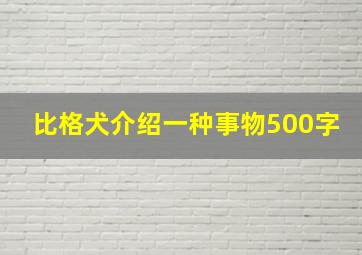 比格犬介绍一种事物500字