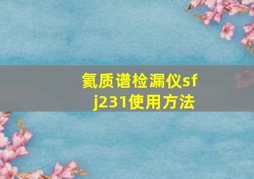 氦质谱检漏仪sfj231使用方法