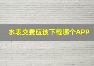 水表交费应该下载哪个APP