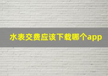 水表交费应该下载哪个app