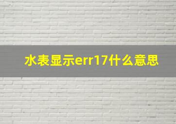 水表显示err17什么意思