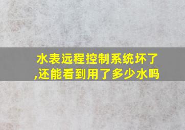 水表远程控制系统坏了,还能看到用了多少水吗