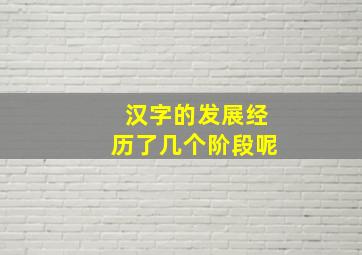 汉字的发展经历了几个阶段呢