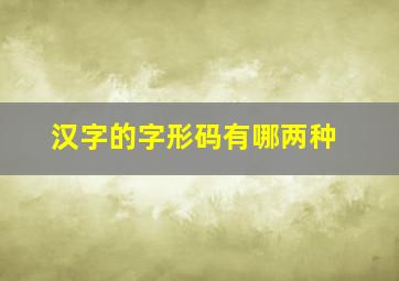 汉字的字形码有哪两种