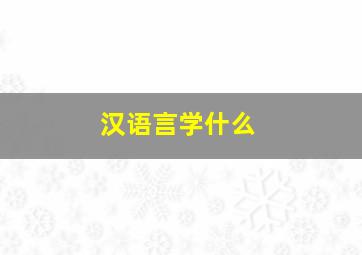 汉语言学什么