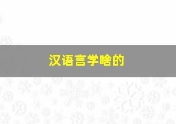 汉语言学啥的