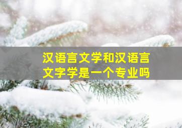 汉语言文学和汉语言文字学是一个专业吗