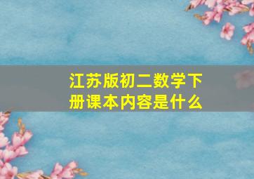 江苏版初二数学下册课本内容是什么