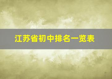 江苏省初中排名一览表