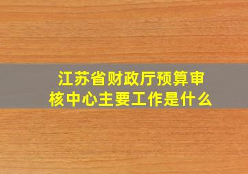 江苏省财政厅预算审核中心主要工作是什么