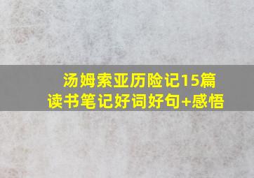 汤姆索亚历险记15篇读书笔记好词好句+感悟