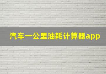 汽车一公里油耗计算器app