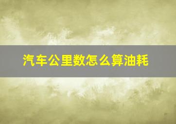 汽车公里数怎么算油耗