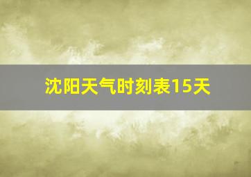 沈阳天气时刻表15天