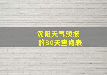 沈阳天气预报的30天查询表