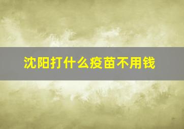 沈阳打什么疫苗不用钱