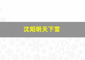 沈阳明天下雪