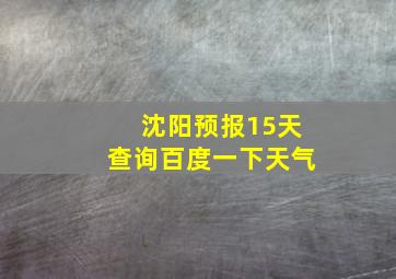 沈阳预报15天查询百度一下天气