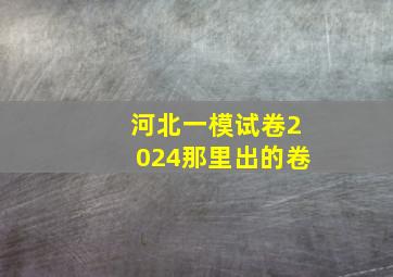 河北一模试卷2024那里出的卷