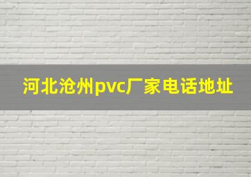 河北沧州pvc厂家电话地址