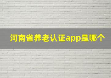 河南省养老认证app是哪个