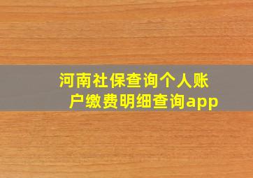 河南社保查询个人账户缴费明细查询app