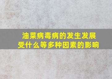 油菜病毒病的发生发展受什么等多种因素的影响