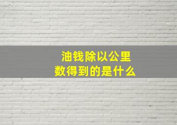 油钱除以公里数得到的是什么