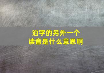 泊字的另外一个读音是什么意思啊