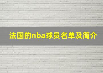 法国的nba球员名单及简介