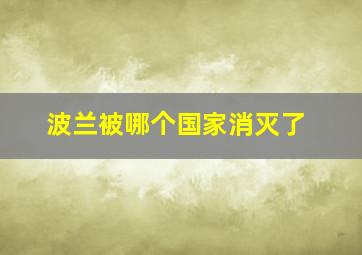 波兰被哪个国家消灭了